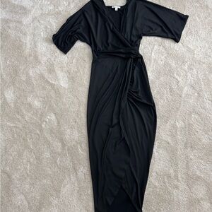 Baltic Born Black Midi Wrap Dress